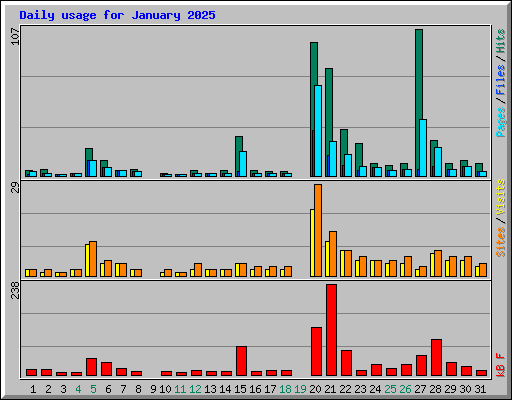 Daily usage for January 2025