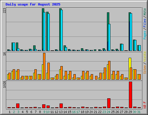 Daily usage for August 2025