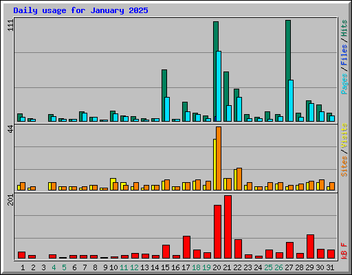 Daily usage for January 2025