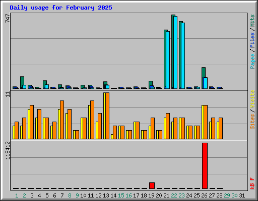 Daily usage for February 2025