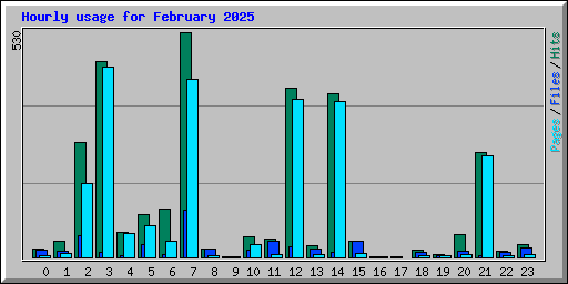 Hourly usage for February 2025