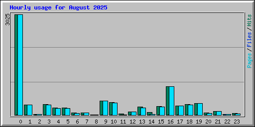 Hourly usage for August 2025