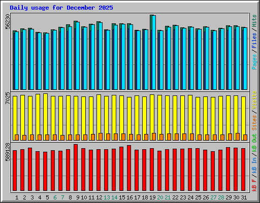 Daily usage for December 2025