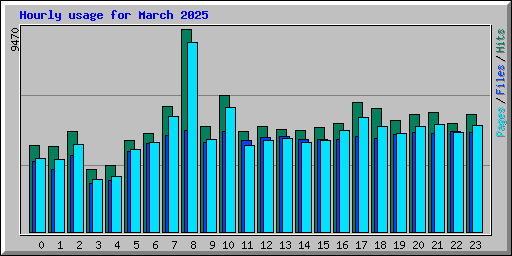 Hourly usage for March 2025