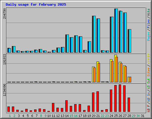 Daily usage for February 2025