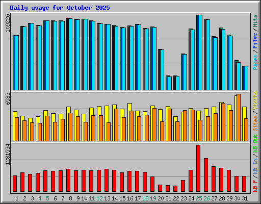 Daily usage for October 2025
